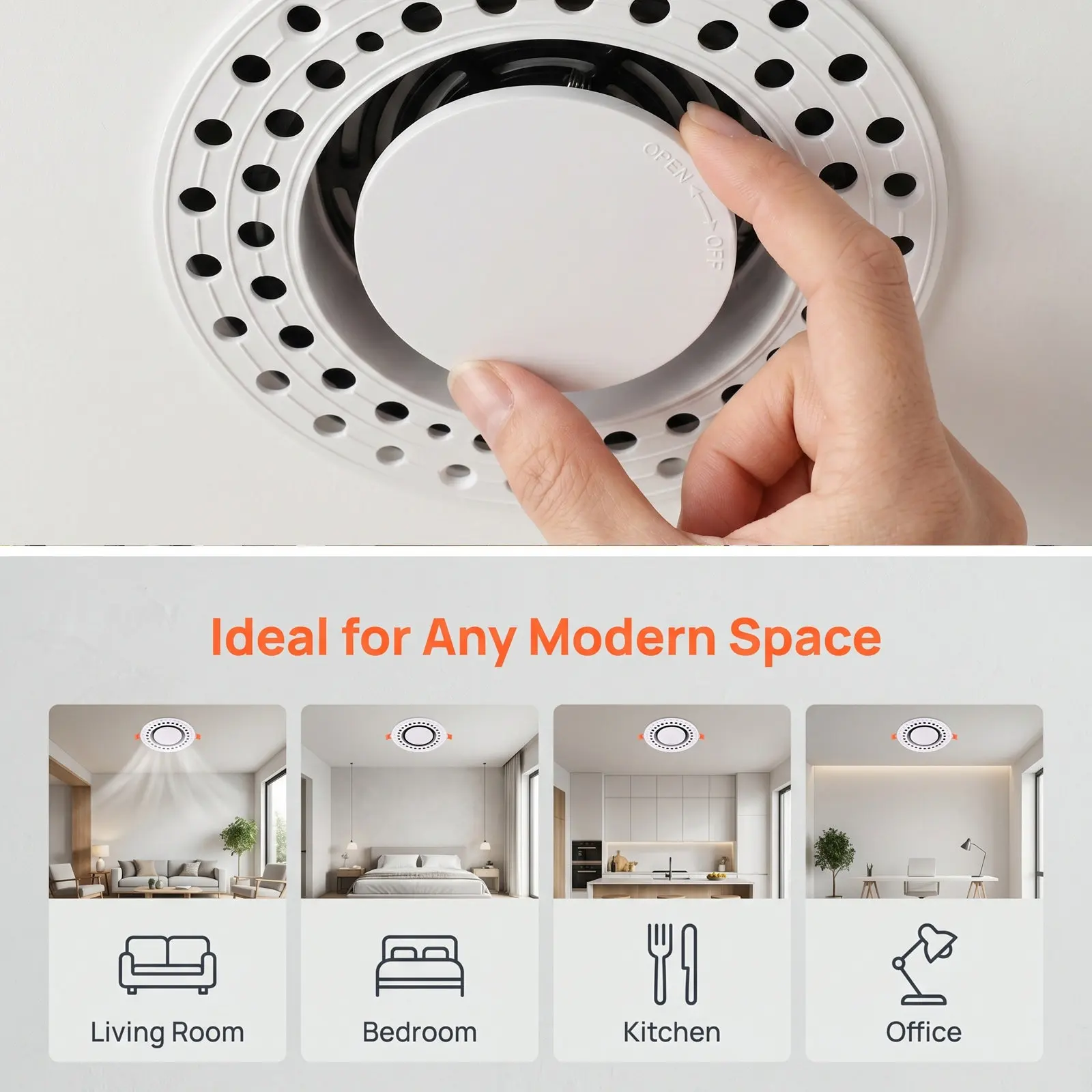 Recessed Circular Air Vent Cover Round Soffit Diffuser Flush Mount Adjustable Airflow Central Air Conditioning Vent Cover Living