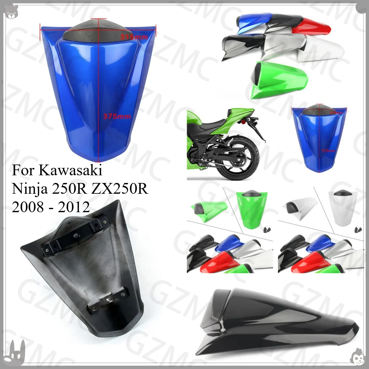 Motorcycle ZX250R 2011 Rear Seat Tail Cover For Kawasaki Ninja 250R 2008 - 2012 Rear Passenger Cowl Seat Back Cover Fairing Part
