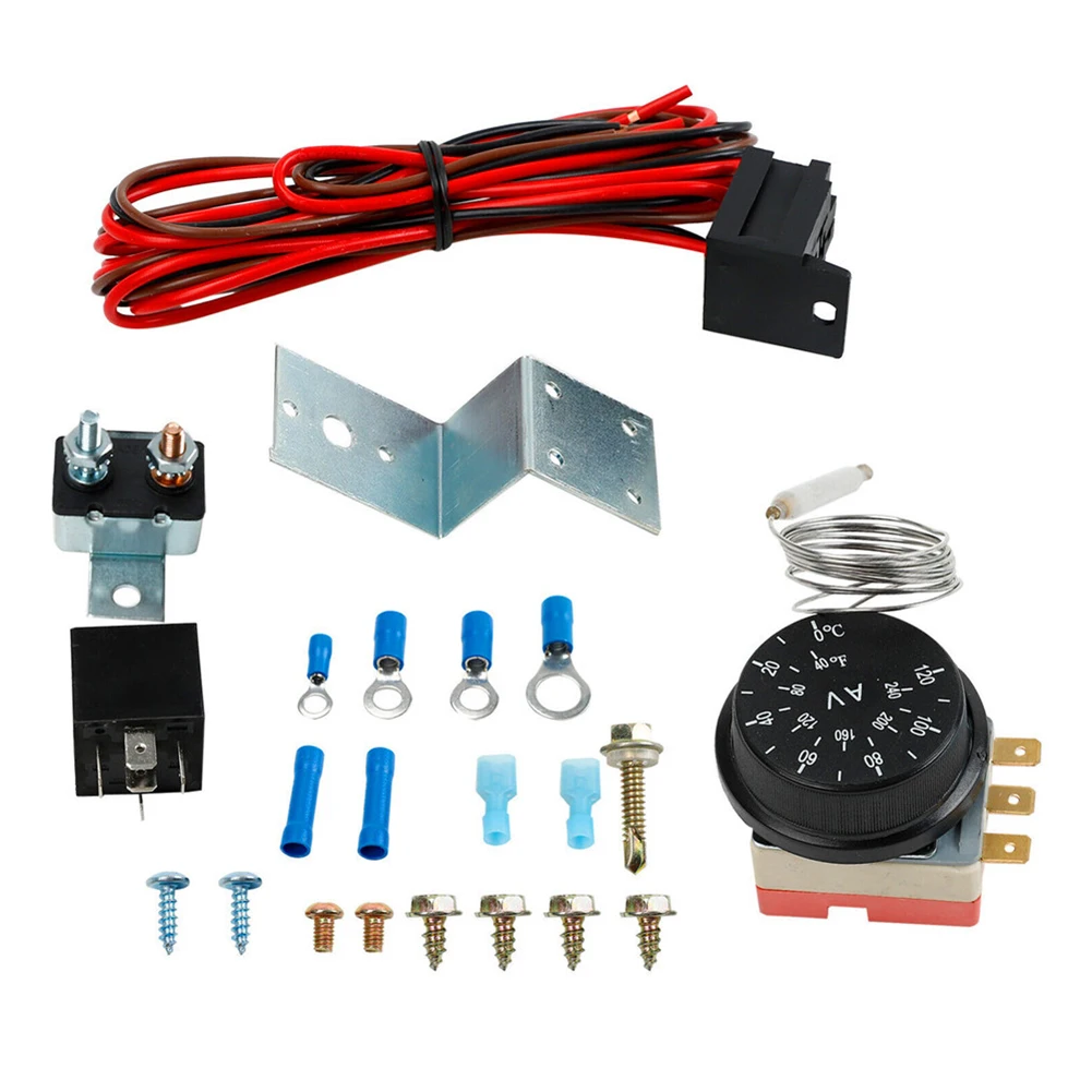 Car Adjustable 12V Electric Radiator Fan Cooling Control Relay Wire Harness Kit 60A Car Truck Replacement Parts Professional