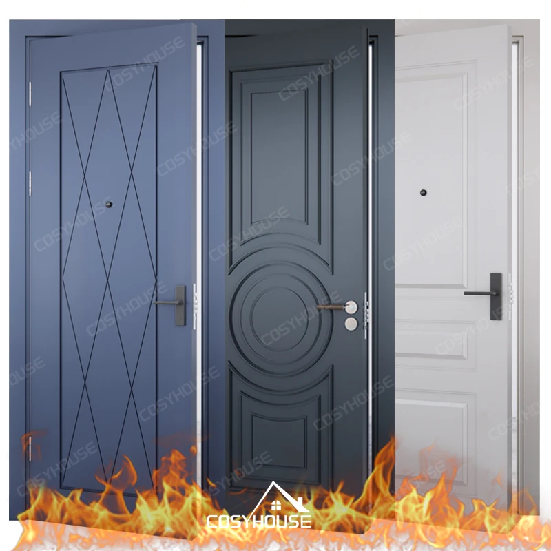 Contemporary Apartment Fire Doors PU Painted Doors for Apartment Modern Fire Rated Corridor Apartment Security Entrance Doors