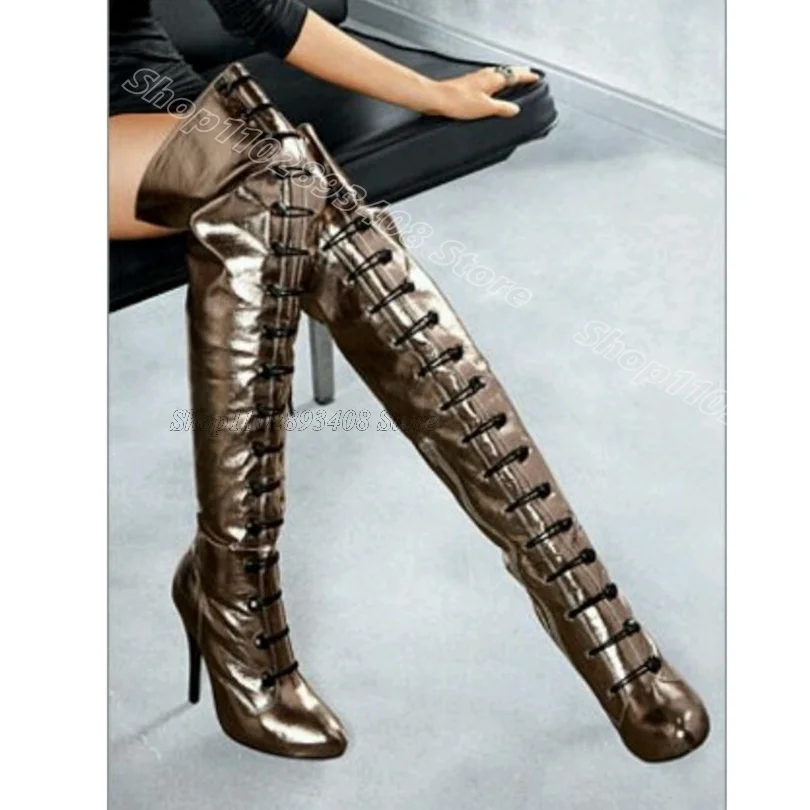 

Black Buckle Decor Round Toe Boots Stiletto Solid Spring British Style Design for Women Sexy Party Boots Zapatos Para Mujere