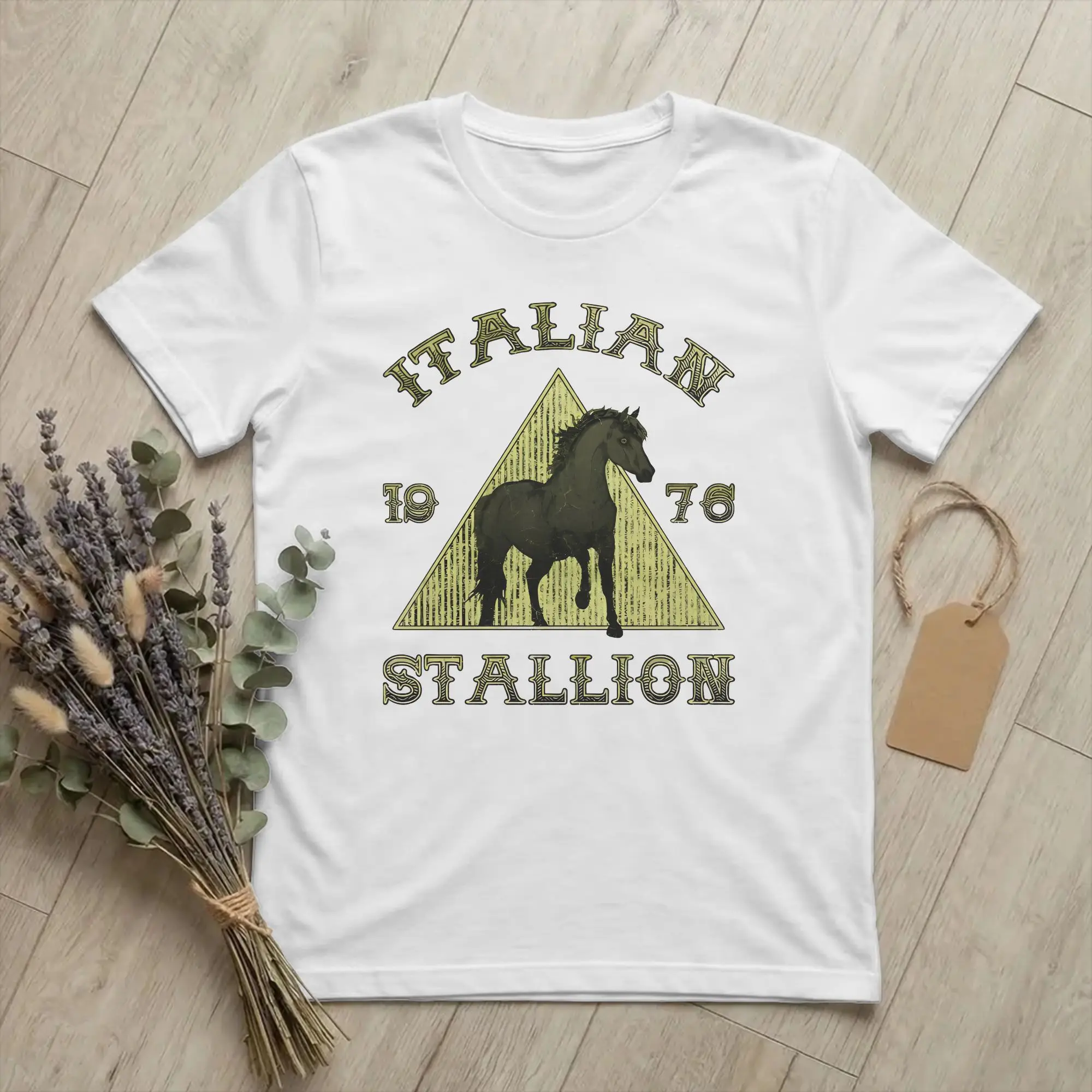 Rockys Italian Stallion Yellow Heather Men's T Shirts Boxing Tees Short Sleeve Round Neck T-Shirt Pure Cotton Plus Size Clothes