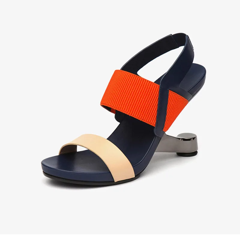 Pheontin Gladiator Sandals Women Metal High Heel Sandals Mixed Color Open Toe Summer Women Sandals drop shipping FT1948