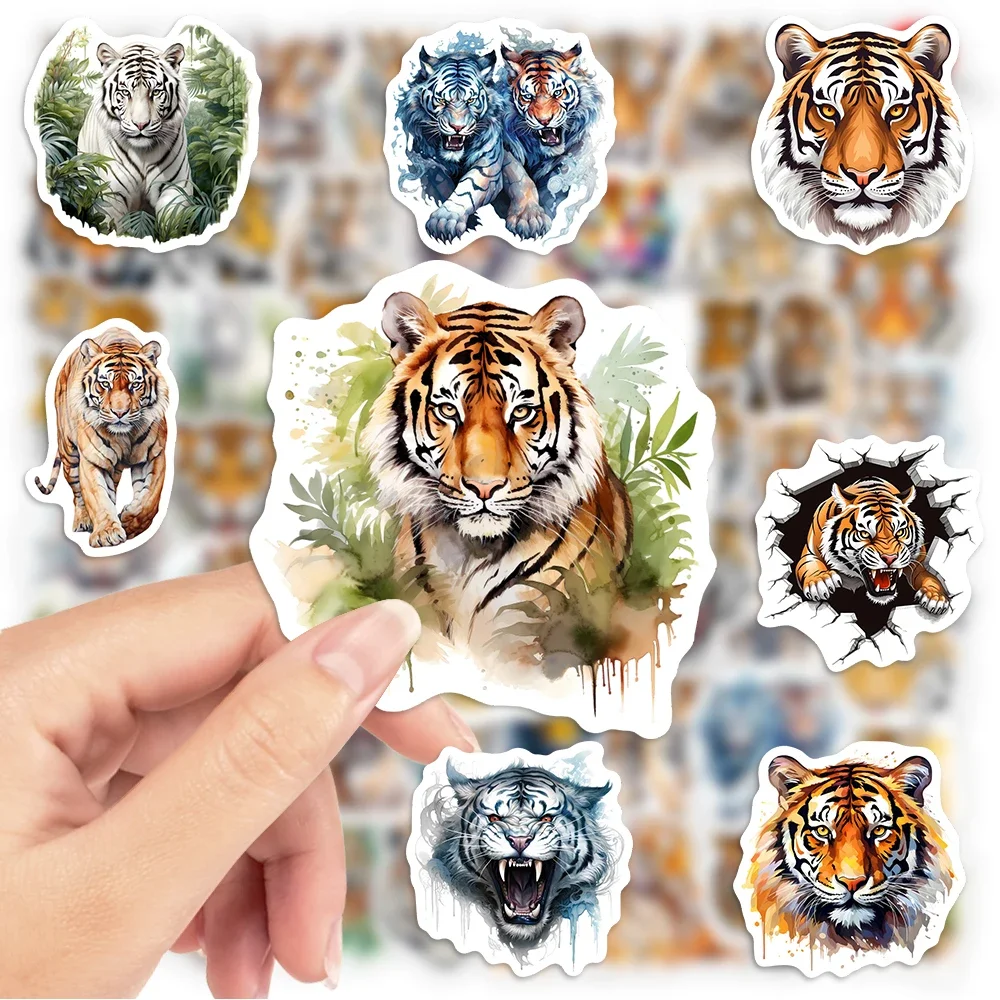 Illustrazione tigre Adesivi artistici Collezione Clipart Giocattoli regalo fai da te Decalcomania impermeabile per laptop Scrapbook Bottiglie di