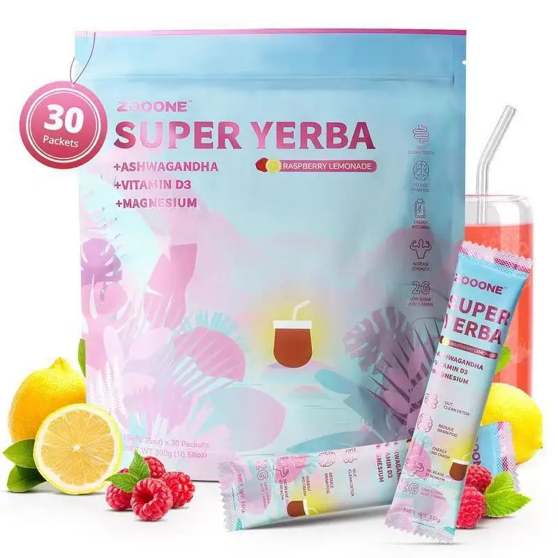 

Super Yerba Instant Powder Packets 3-in-1 Super Drink for Clean Energy, Brain Fog Buster and Gut Health Powered 30 Servings