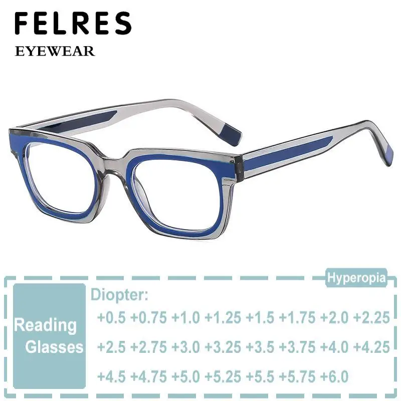 

Splicing With Contrasting Colors Anti Blue Light Reading Glasses Small Frame Prescription Glasses For Women Men Presbyopia