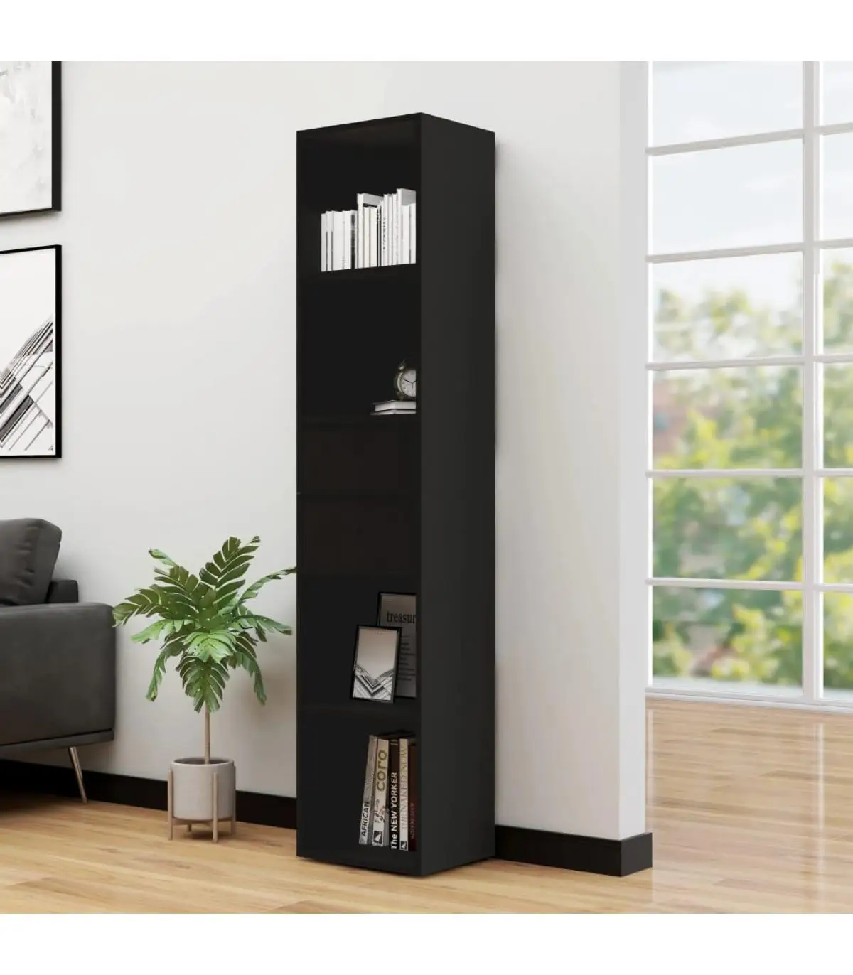 Bookcases and shelving shelf black plywood 36x30x171 cm