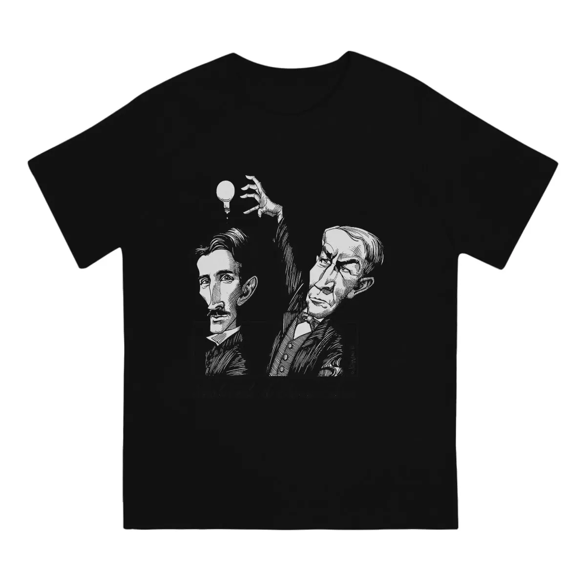 Nikola Tesla Creative TShirt for Men Tesla v Edison Round Neck Pure Cotton T Shirt Personalize Gift Clothes OutdoorWear