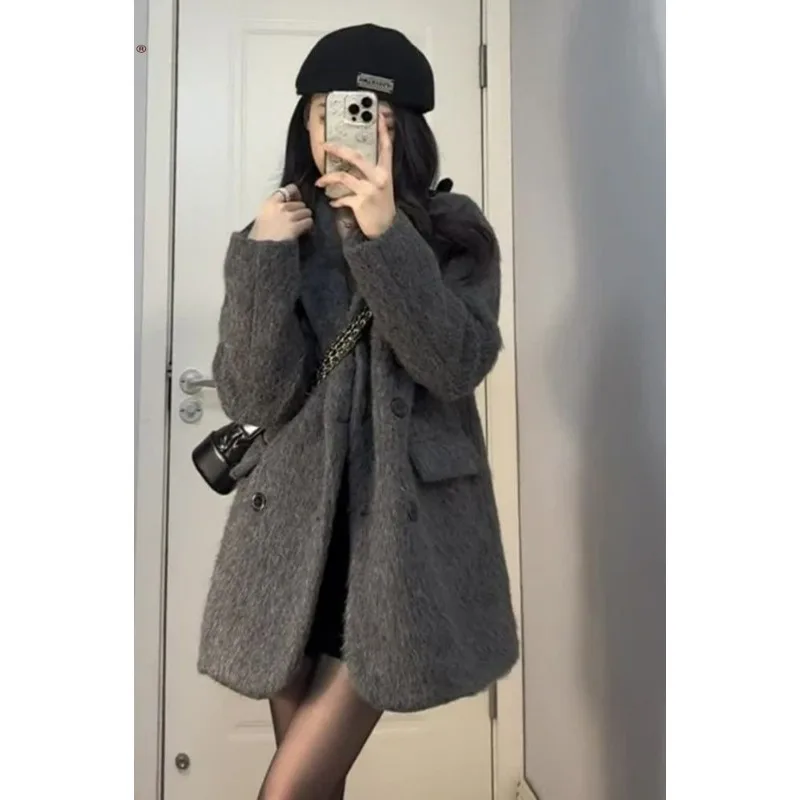 

Fashion Woolen Blazer New 2025 Popular Winter Small High-end Woolen Jacket Literary Style Women's Clothing Tailored Coat Women
