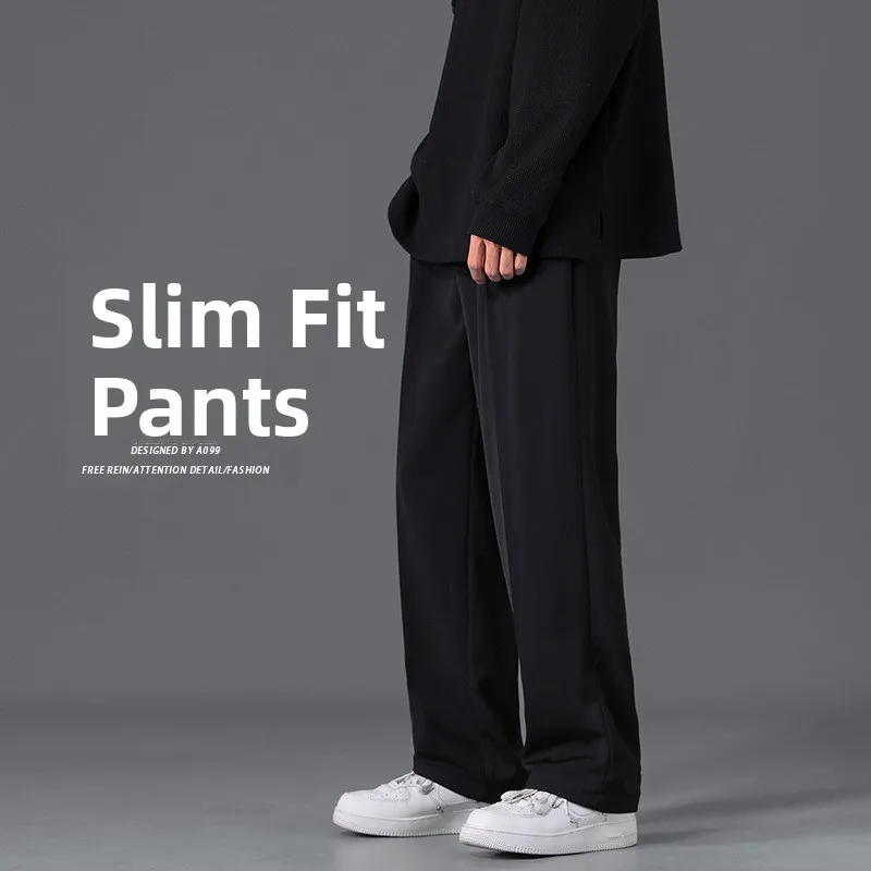 

Men's Autumn Winter Suits Pants Draped Feel Fce Wide Leg Casual Long Trousers Straight Cut Hong Kong Sle Floor Length