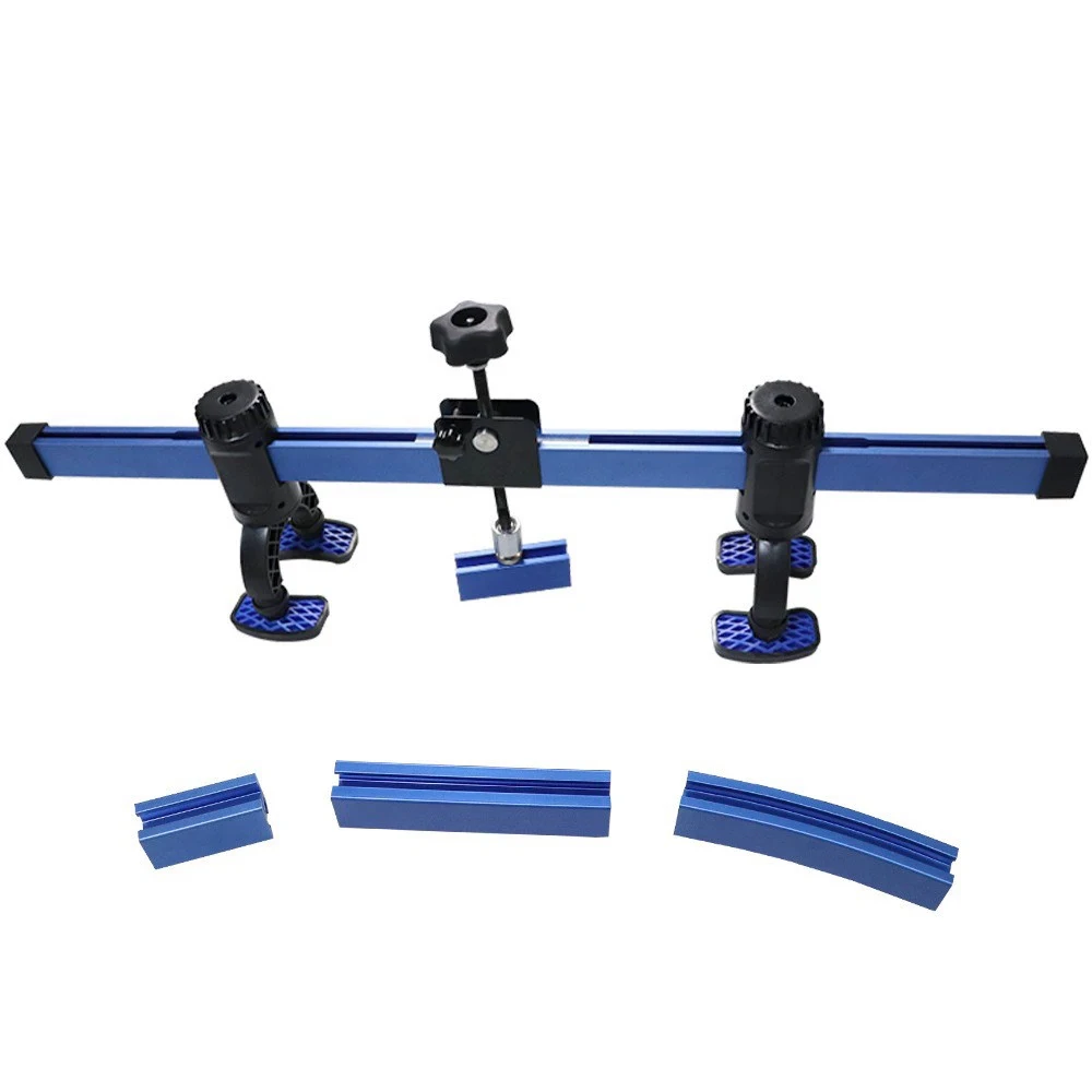 Car PDR Bridge Dent Puller Tool Kit Heavy‑Duty Aluminum Bridge Lifter With 4 Adapters For Paintless Hail Damage Repair