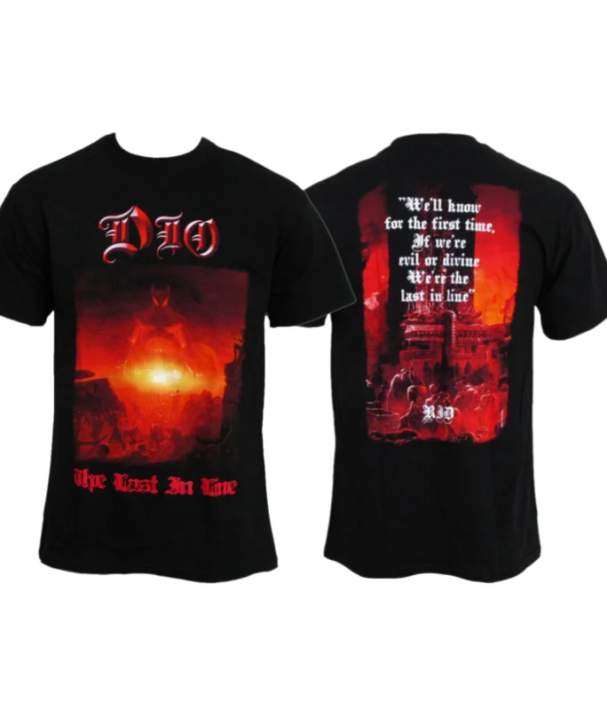 Dio The Last Line Art Pattern Printed T-Shirt, Suitable for Both Men and Women, A Retro Metal Band Street Fashion T-shirt