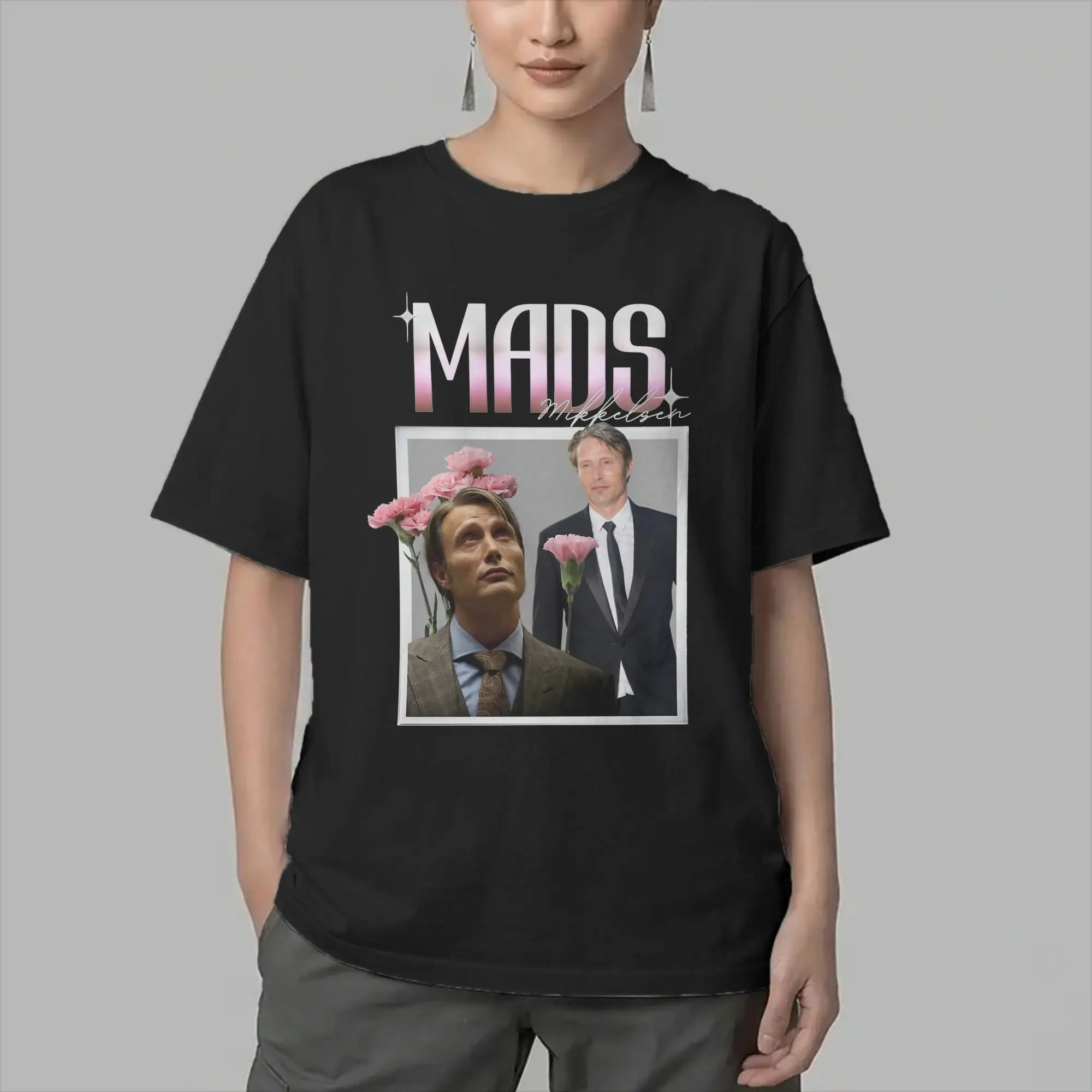 Mads Mikkelsen Actor T-Shirt Men  Funny Pure Cotton Tees Round Neck Short Sleeve T Shirt Birthday Gift Tops