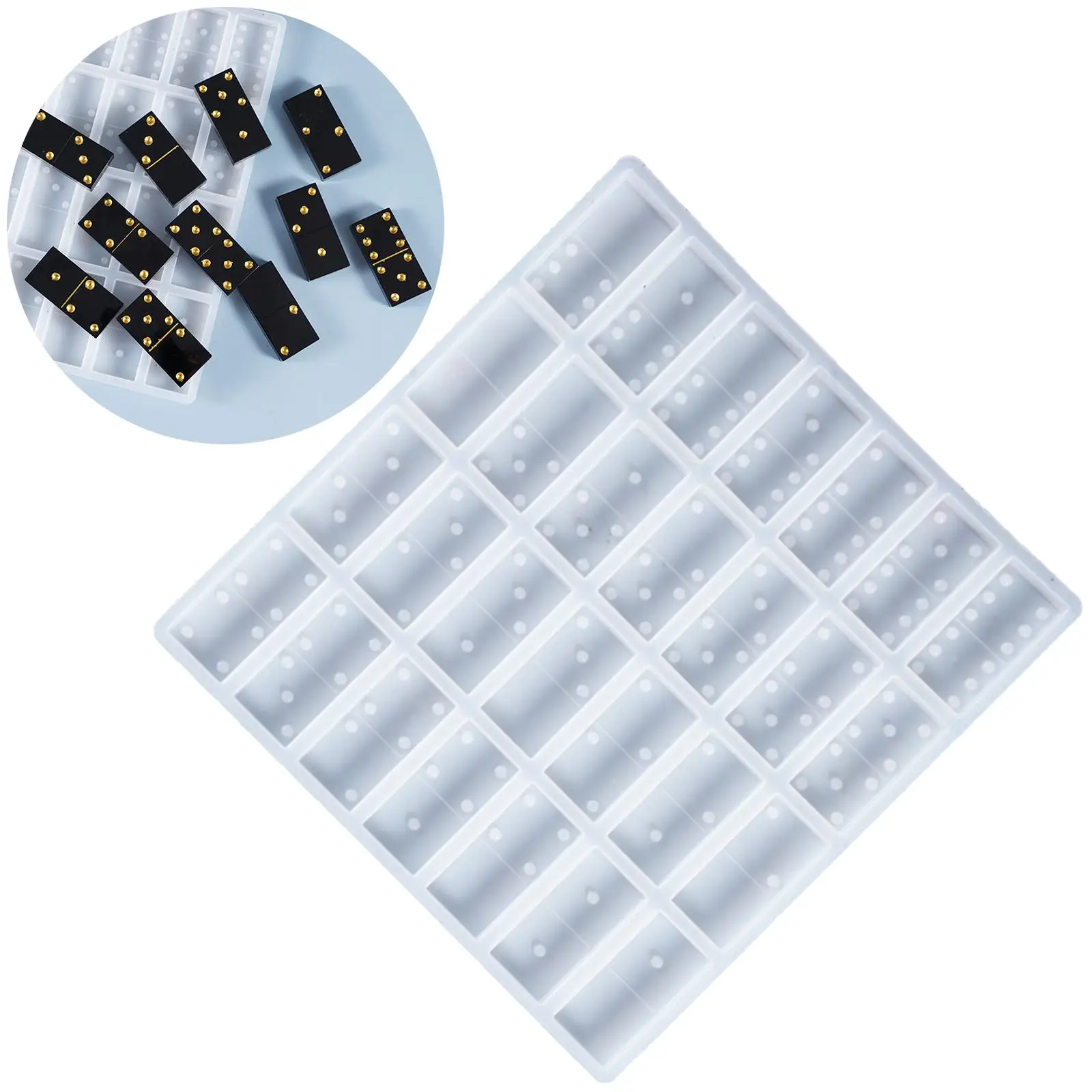 کے 28 Cavities Dominoes Molds Resin Casting DIY Epoxy Silicone Mods Crafting Flexible for Pendant Soap Candle Making Soap Crafts