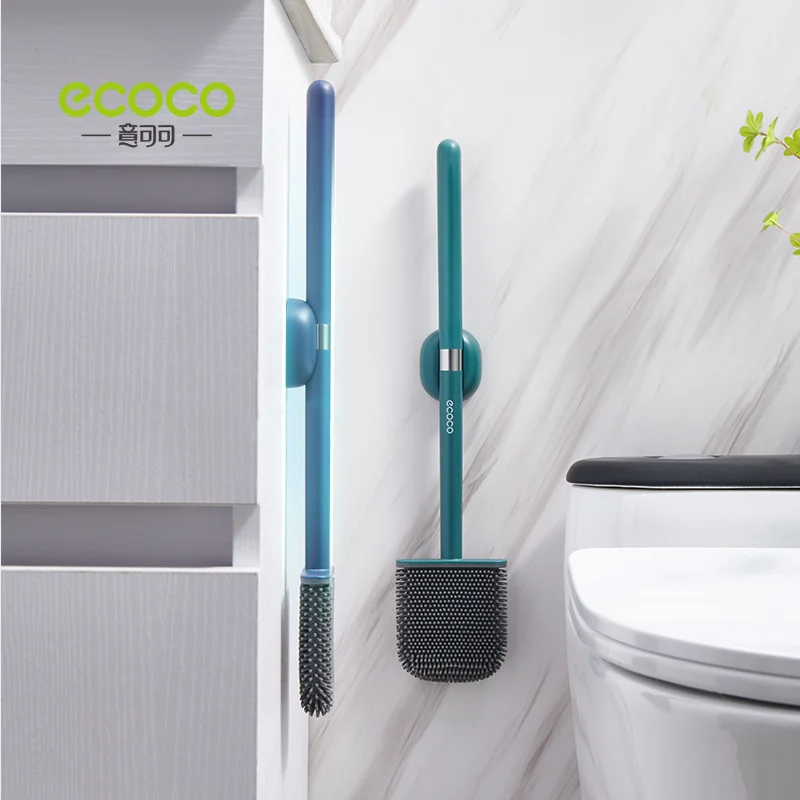 ECOCO Toilet Brush Household No Dead Angle Long Handle Toilet Artifact Wall Mounted Silicone Toilet Brush Bathroom Accessaries