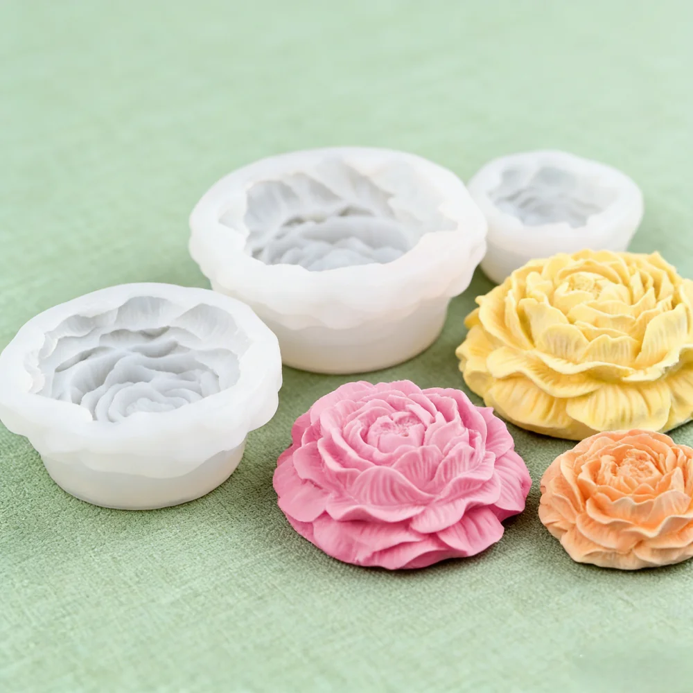 3D-Pfingstrosen-Silikonform, leicht zu entformen, wiederverwendbar für DIY-Bienenwachskerzen, Seife, Auto-Diffusor, Harz, handgefertigtes Ornament, Muttertagsgeschenk – Detail 7