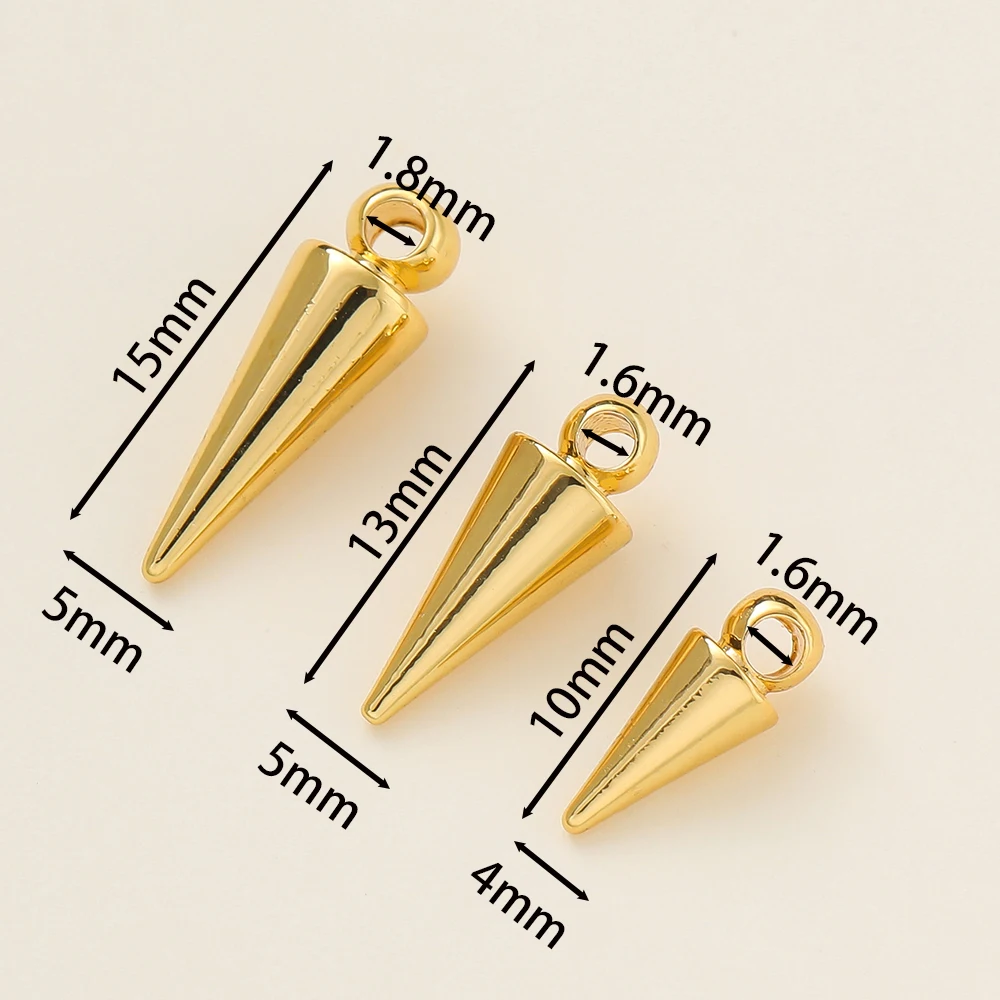 5Pcs/Pack 14/18K Gold Color Plated Cone Shape Charms Pendants for Handmade DIY Women Man Hoop Earring Jewelry Making Supplies