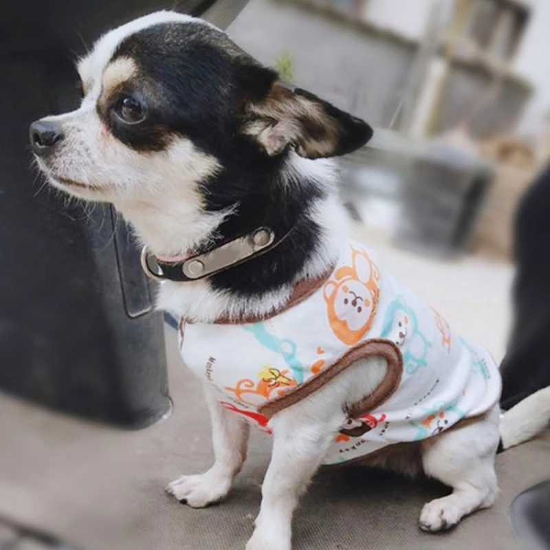 Summer Dog Vest Cute Cartoon Print Breathable Thin T-Shirt for Small Medium Dog Fashion Chihuahua Yorkshire Vest Pet Clothes