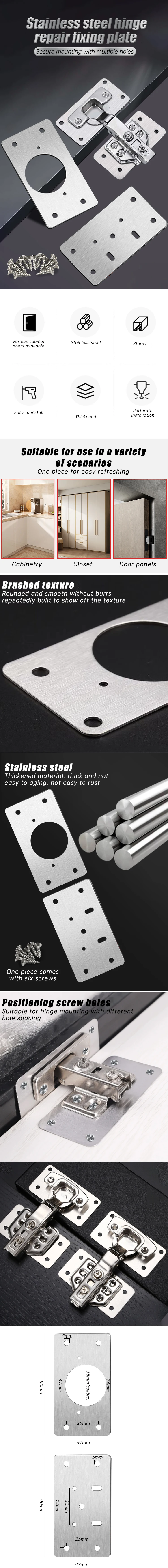Schrank Scharnier Reparatur Platte Kit Küche Schrank Tür Scharnier Montage Platte Mit Löchern Für Schrank Möbel Hardware Zubehör – Detail 1