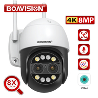 Outdoor Wifi Camera 8MP 4MP 8X Digital Zoom PTZ Dual Lens 2.8mm -12mm AI Human Tracking Auto Zoom Support Onvif Security Camera