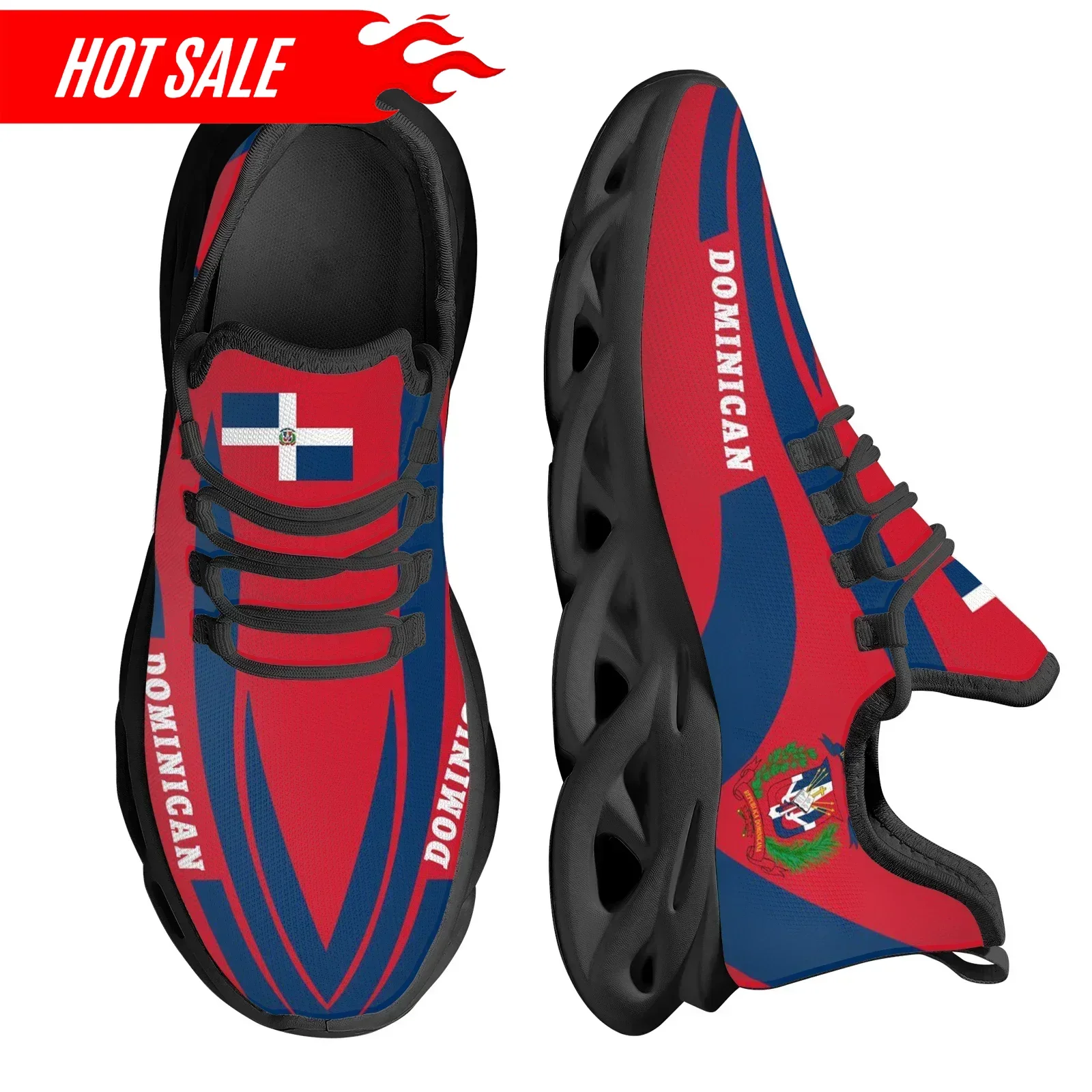 Hot Dominican Flag National Emblem Design Lightweight Breathable Platform Shoes Knitted Blade Shoes Sneakers Zapatos Custom Made