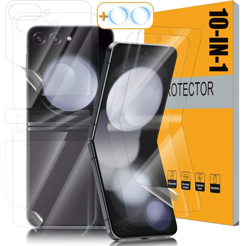 Hydrogel Film for Samsung Galaxy Z Flip 5 5G Outer&Inner Screen Protector with Lens Films Anti-scratch Tempered Glass for ZFlip5