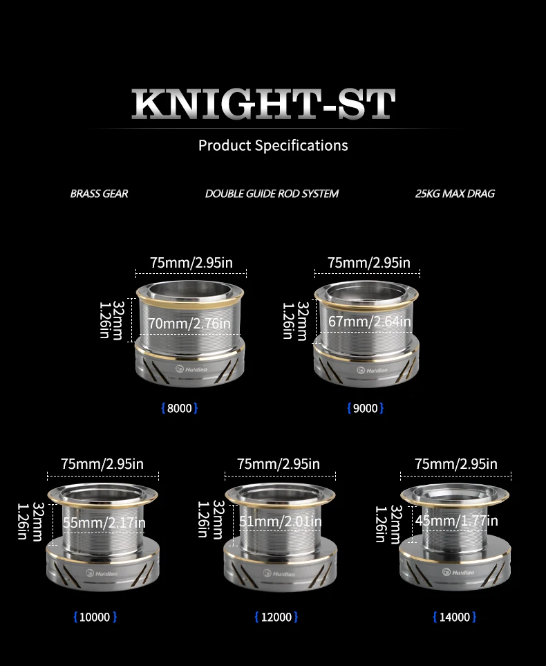 Huidiao KNIGHT ST Big Game Spinnrolle Surfcasting-Rolle 8000 9000 10000 12000 14000 25KG Max Bremskraft für Salzwasser – Detail 3