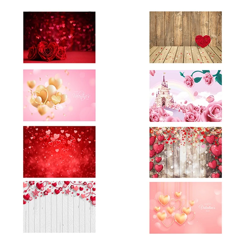 210X150cm Valentine's Day Background Cloth Love Flower Photo Material Photography Background Cloth, B Durable Easy To Use