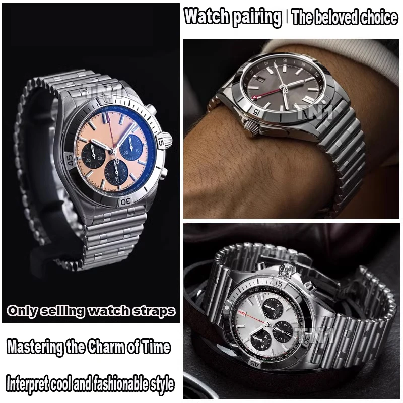 22mm 24mm  For Breitling Mechanical Super Ocean Culture Aviation Avenger stainless steel Strap Men's Bracelet Silver Watch Band