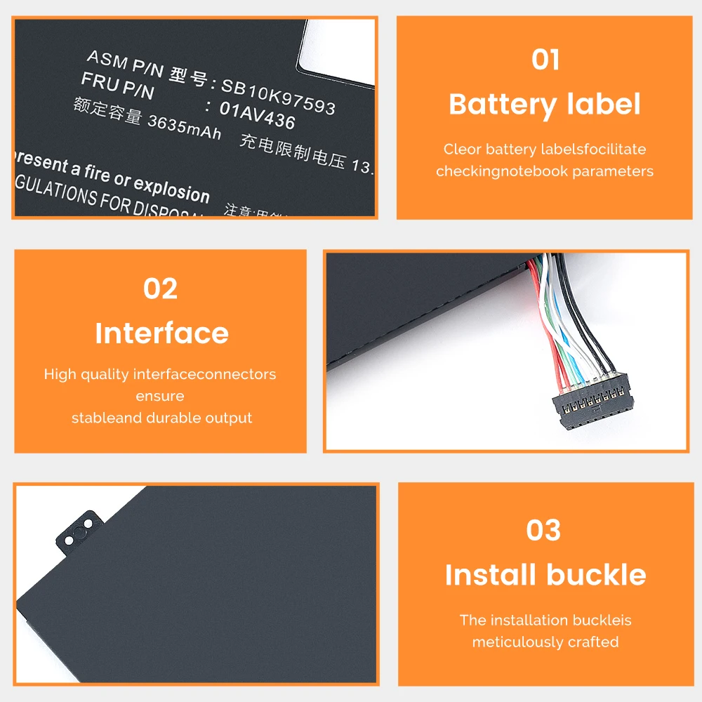 Batterie pour ordinateur portable Lenovo ThinkSub 13, Niplt2nd, Isabel SB10K97592, SB10k97593, SB10K97594, 11.4V, 42WH, 01AV400, 01AV401, 01AV435, 01AV436