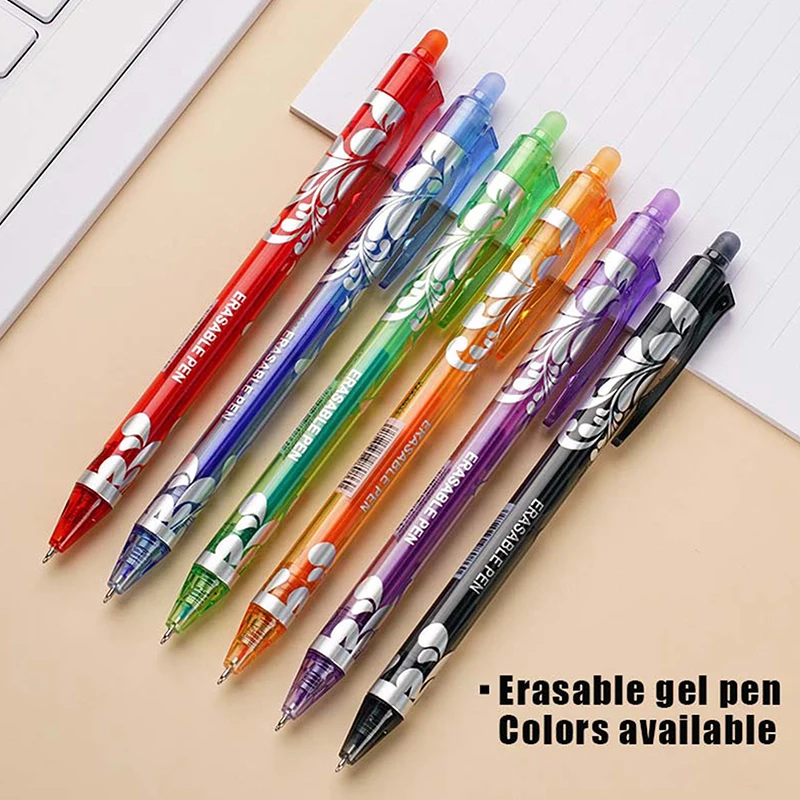 6Pcs Creative Colorful Erasable Gel Pen Multi-color Pressing Gel Pens Student Stationery Office Supplies