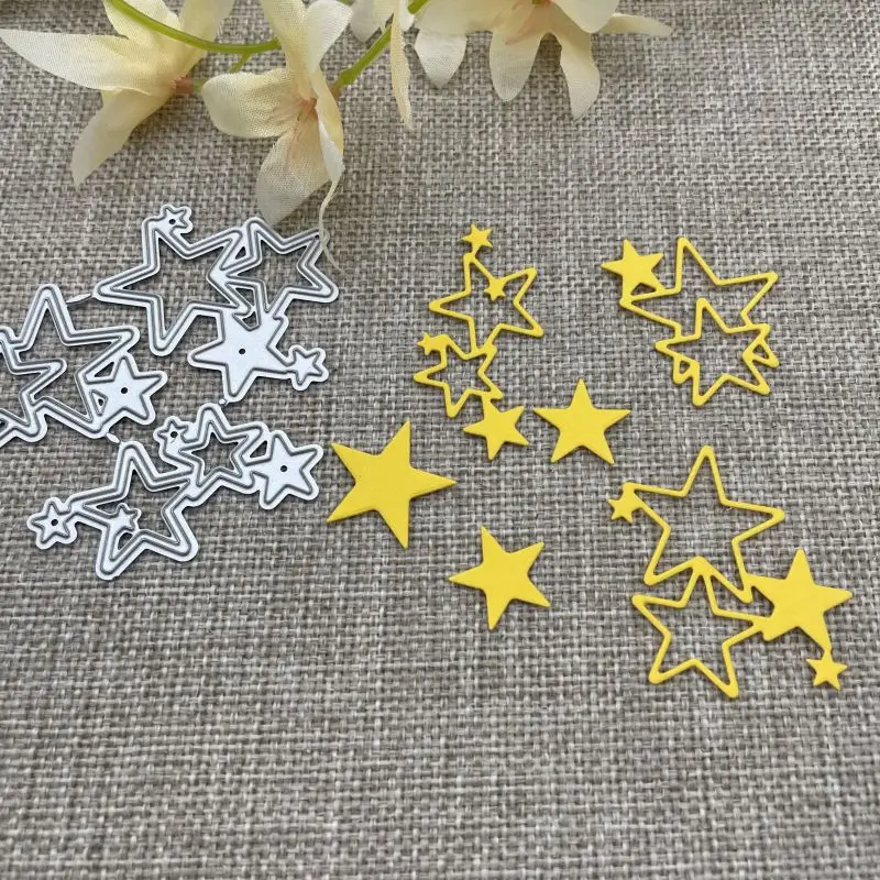 Stencil per fustelle in metallo a grappolo di stelle per scrapbooking fai da te, goffratura decorativa, modello di fustellatura artigianale