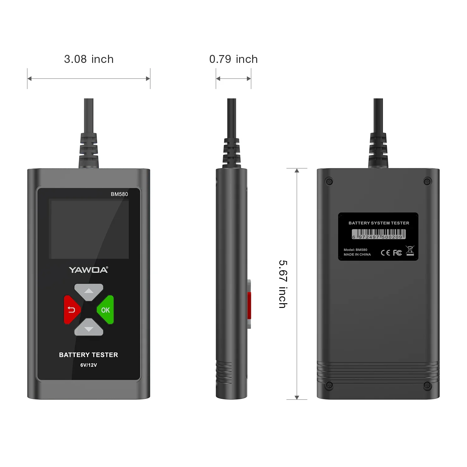 BM580 Car Battery Tester 6V 12V Automotive Test Tools Car Health Exam Reversible Access Clip Voltmeter PK BM550 BM560