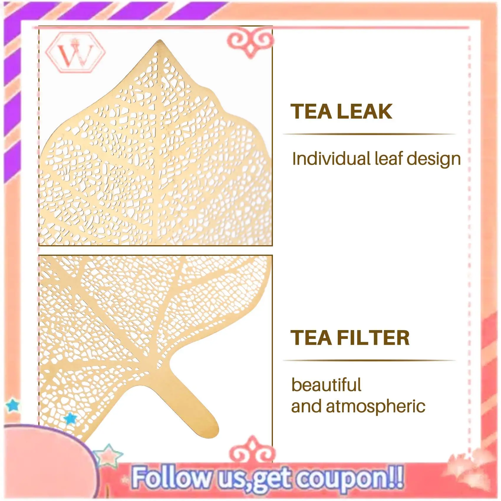Upgraded New Stainless Steel Handmade Leaf Shape Tea Strainer, Tea Infuser , Tea Filter, Perfect For Loose Leaf Tea
