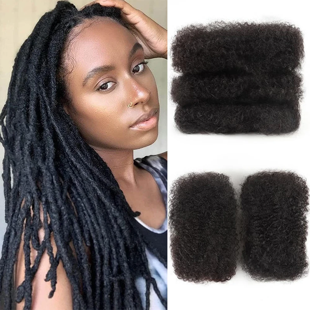 

Afro Kinkys Bulk Human Hair 30g/Pack 8 Inch Natural Black 100% Human Hair for Dreadlock Extensions Repair Locs for Black Women