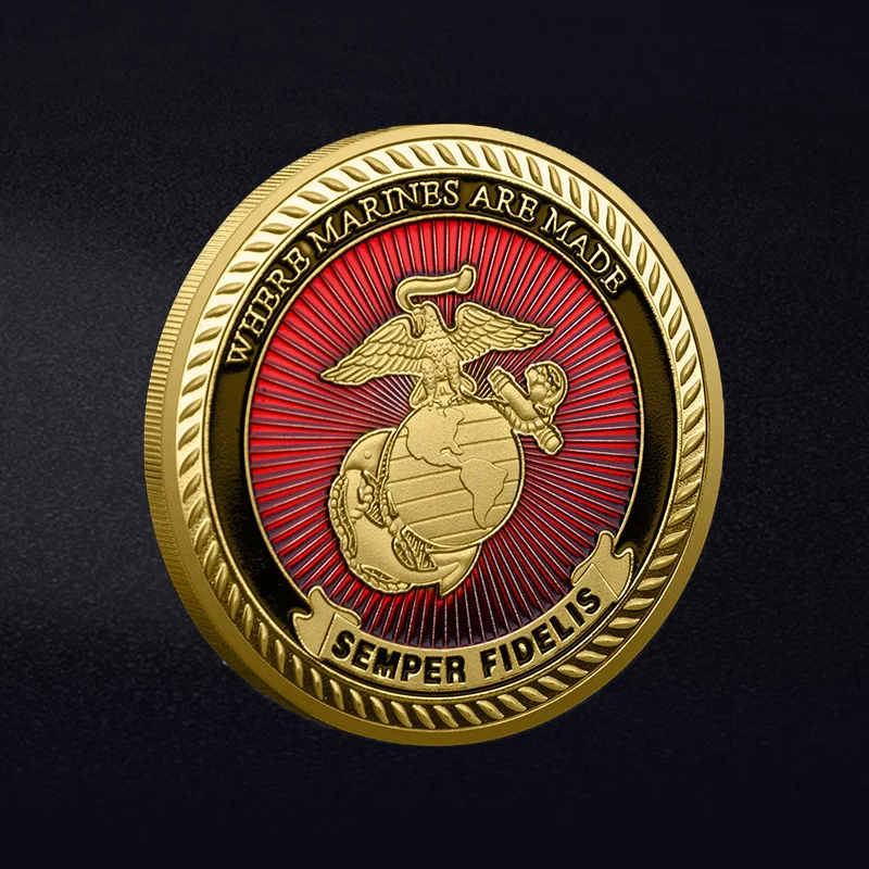 U.S. Military Semper Fidelis Coins Marine Corps Recruiting Souvenir Coin Golden Plated Badges