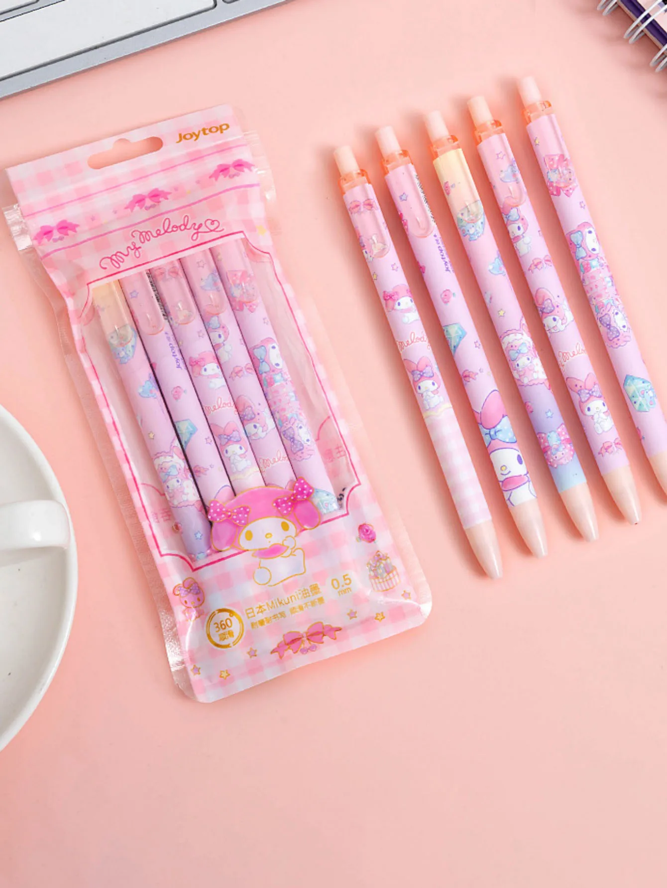 4/5/6 Stück/Set 0,55 mm Sanrio Kuromi Cinnamoroll Melody Kawaii Druck-Neutralstift-Box Cartoon Niedlicher Druckstift – Detail 7