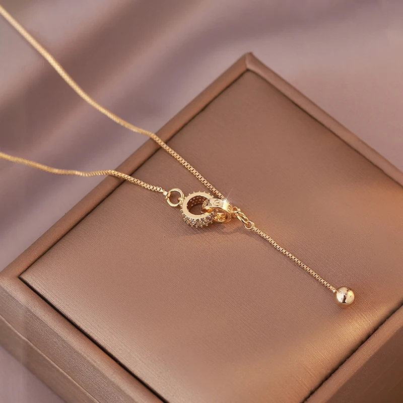 

New European Fashion Luxury High Quality Copper Zircon Buckle Necklace Gift Banquet Wedding Women Jewelry Necklace 2023