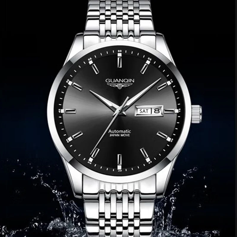 

Мужские автоматические часы GUANQIN, роскошные японские механические часы с сапфировым стеклом, деловые часы для отдыха, водонепроницаемые часы 50 м для мужчин