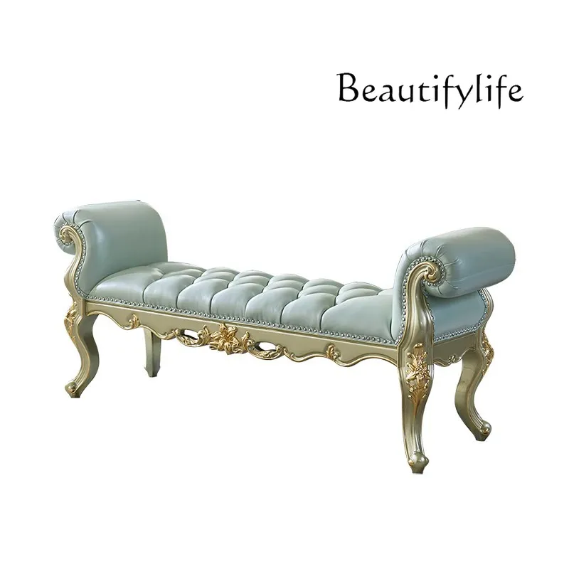 

European-style bedside stool sofa bedside solid wood fabric bedroom casual foot pedal bedside pedal fashionable high-end