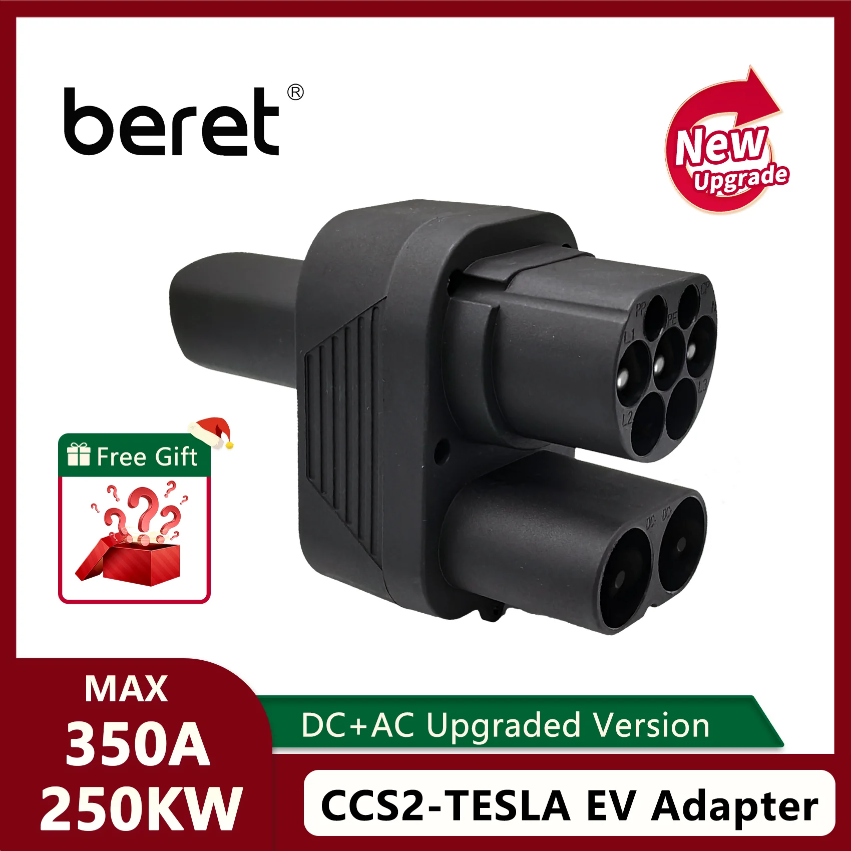 BERET CCS2 to Tesla EV Charger Adapter Compatible With Tesla Model 3/X/Y 250kW Max Fit For Tesla CCS2 Adapter For Tesla