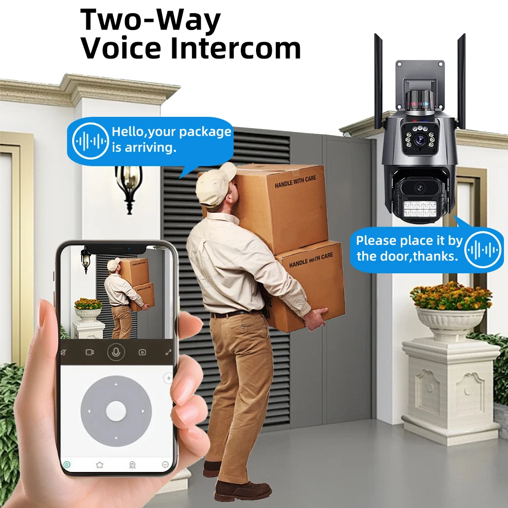 V380 Pro 4G SIM Outdoor Security Camera 8MP HD PIR Motion Detection Auto Tracking Night Vision Battery CCTV