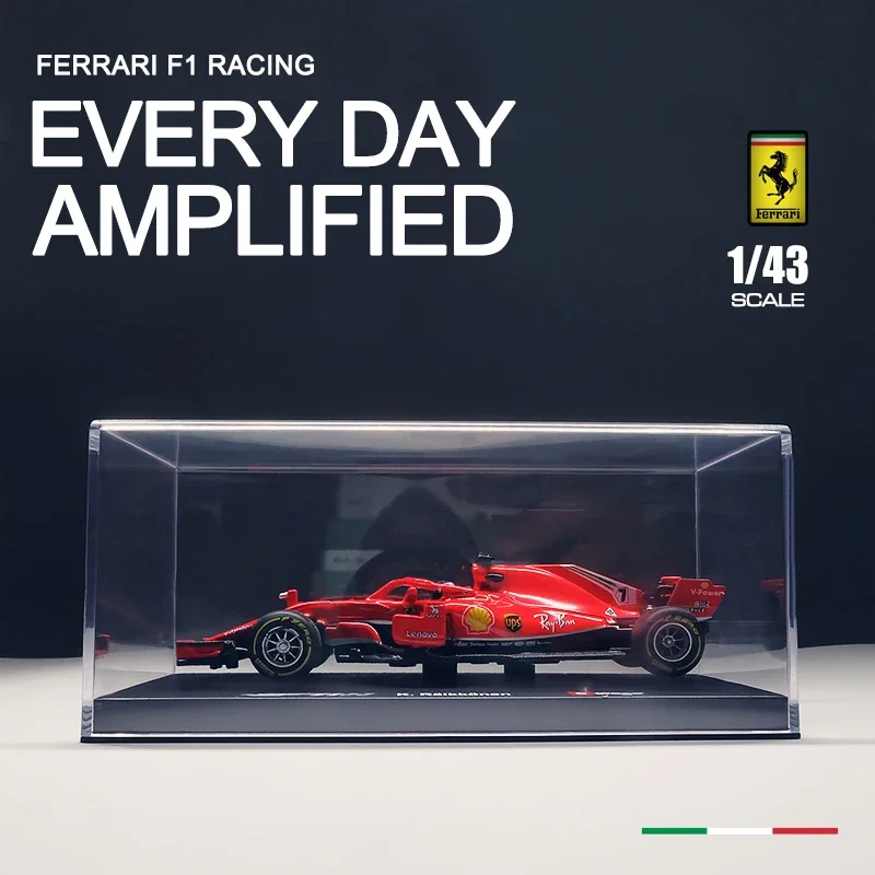 Bburago 1:43 Ferrari 2018 SF71 7 5 Formula car Acrylic dust cover  simulation decoration collection gift toy die-casting model