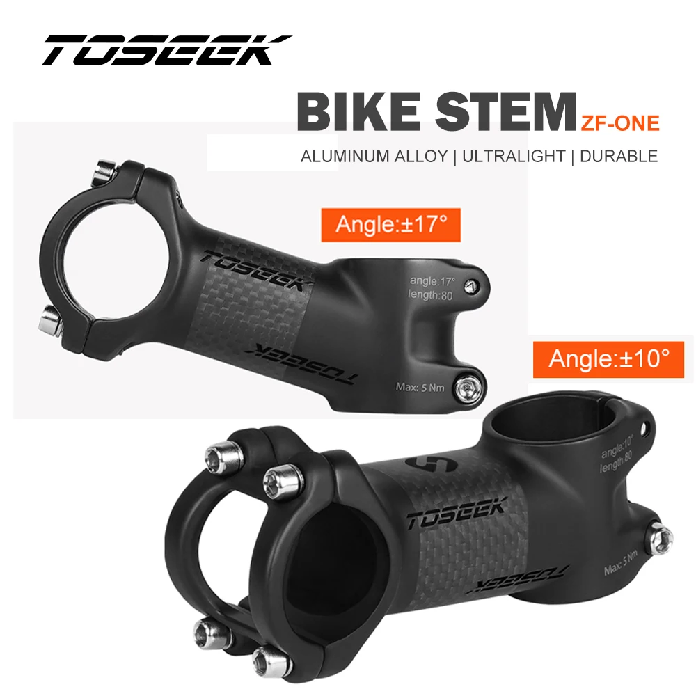 

TOSEEK ZF-ONE Carbon Bike Stem 10Degree/17Degree Mountain Bike Stem 31.8mm Handlebar Stems 60/70/80/90/100mm BMX MTB Parts