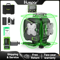 Huepar S04CG-5RG 4D Green Beam Cross Line Laser Level Set With Detector,Bluetooh,Remote Control,Bracket & Hard Case Tool Kit