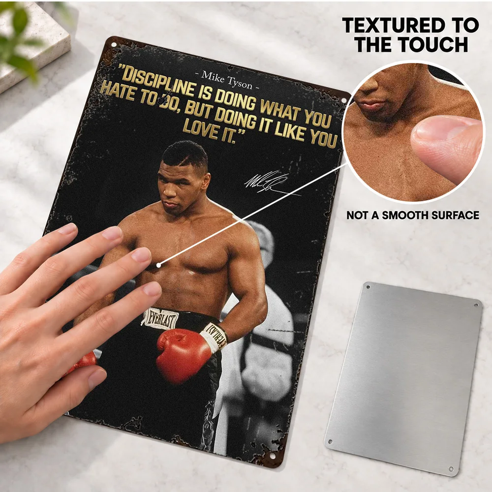 Mike Tyson Boxing Quote Textured Metal Poster Personalized Aluminum Sign Inspirational Typography Wall Art For Sports Lounge