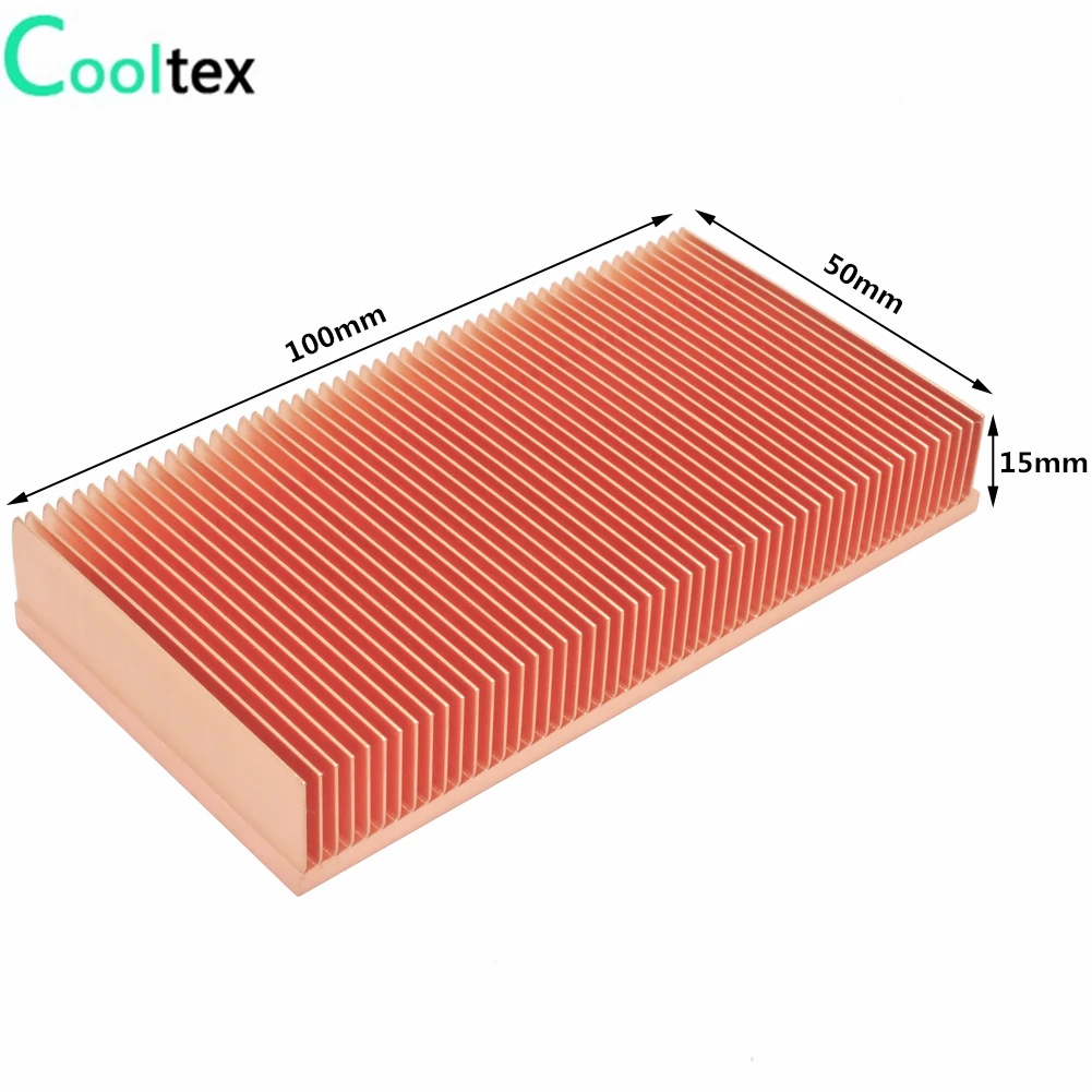 DIY Pure Copper Heatsink 100x50x15mm Skiving Fin Heat Sink Radiator Cooling for Electronic Chip LED Heat dissipation