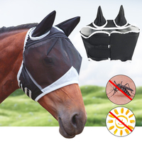 Horse Fly Masks Breathable Horse Head Cover Anti-Mosquito Horse Summer Eye Shield Adjustable Outdoor Riding Equestrian Equipment