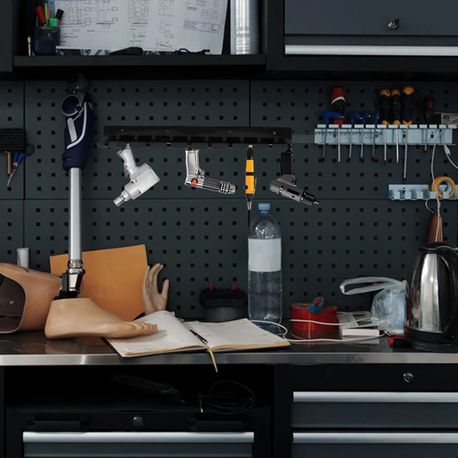 空気圧工具ホルダー、作業台用の取り付けが簡単な壁棚