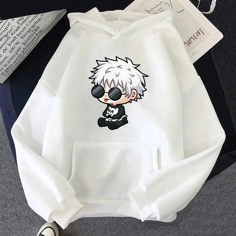 Anime Jujutsu Kaisen Satoru Gojo Śliczna kreskówka Grafika z nadrukiem Bluza z kapturem Plus Size Bluza męska damska Unisex Streetwear